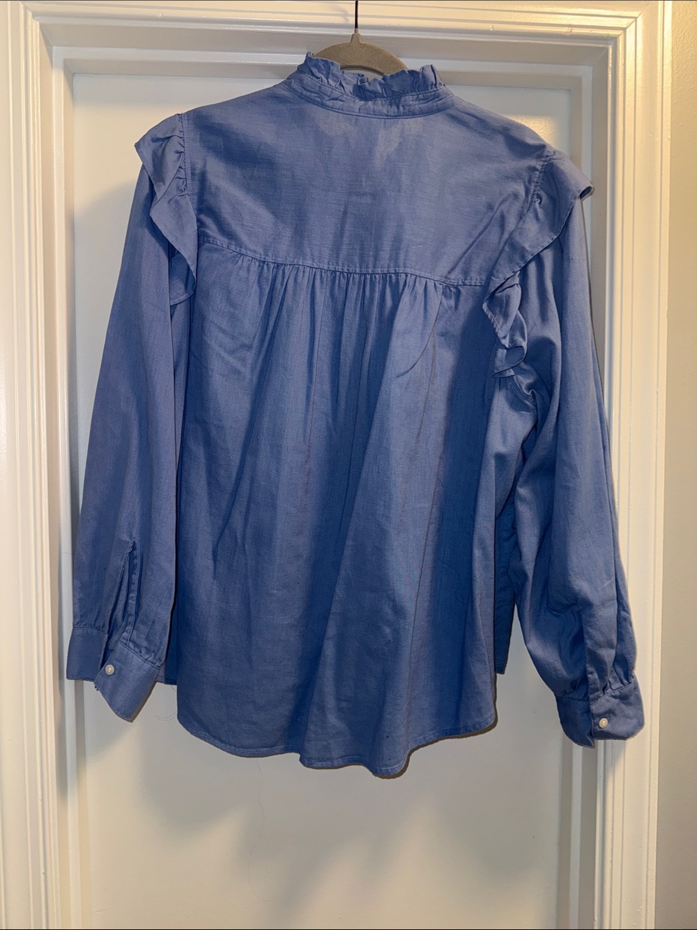 H&M Blue Ruffle-Detail Button-Up Shirt - Picture 3 of 3
